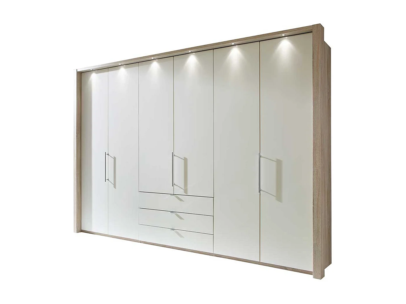 Falttüren Kleiderschrank in Weiß Eiche Sägerau