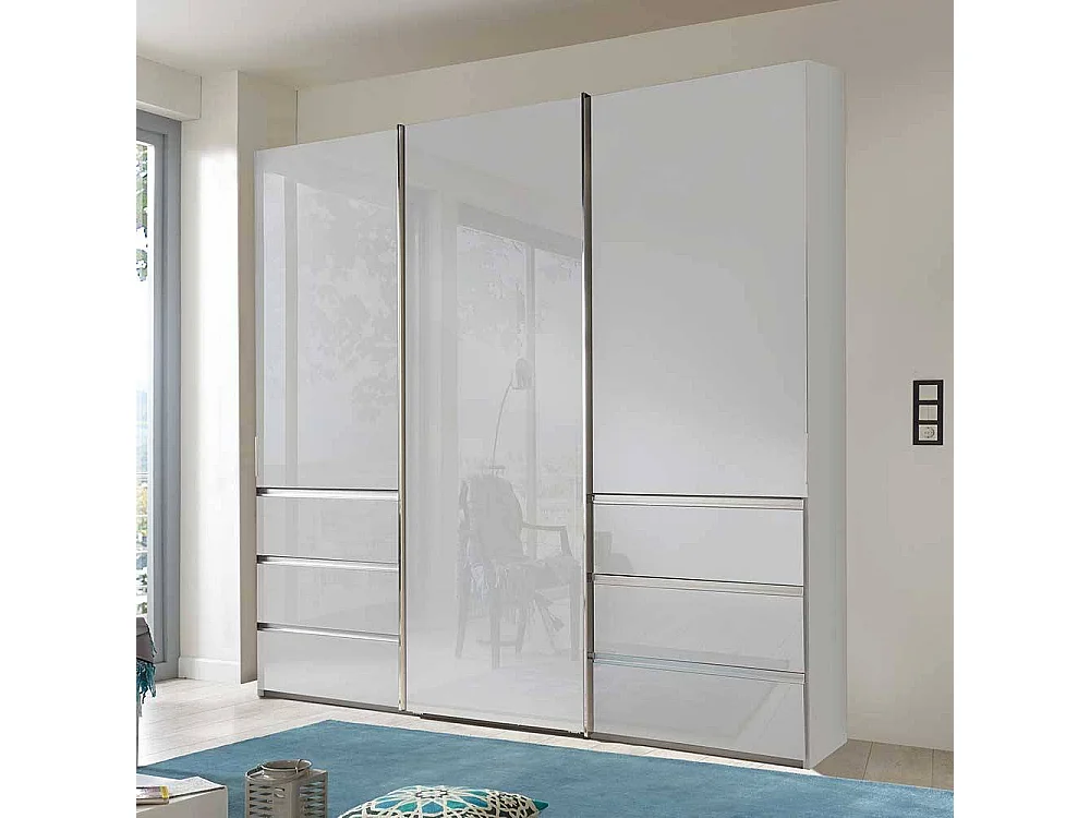 Kleiderschrank mit Schwebetüren sechs Schubladen