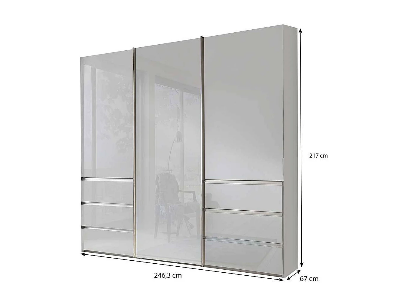 Kleiderschrank mit Schwebetüren sechs Schubladen