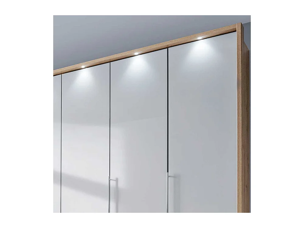 Panorama Schlafzimmerschrank in Weiß und Eiche Bianco glasbeschichtet