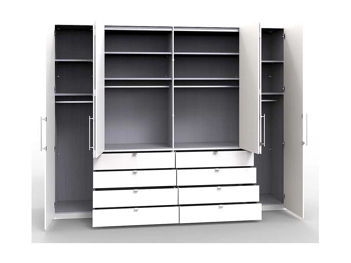 Panorama Schlafzimmerschrank in Weiß und Eiche Bianco glasbeschichtet