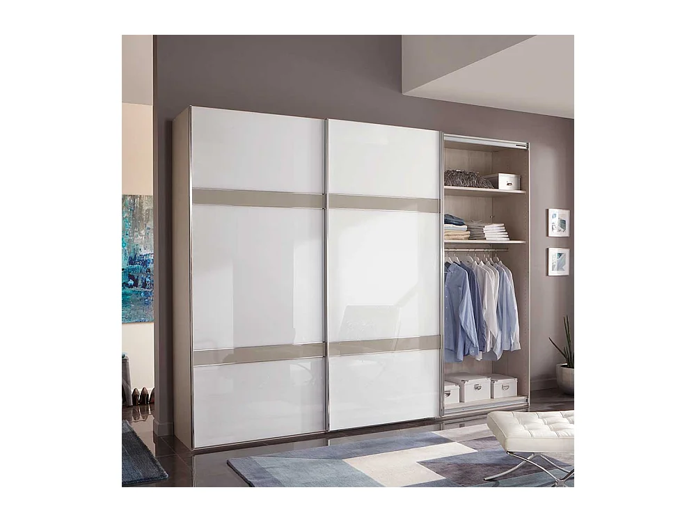 Kleiderschrank in Weiß und Hellgrau Made in Germany