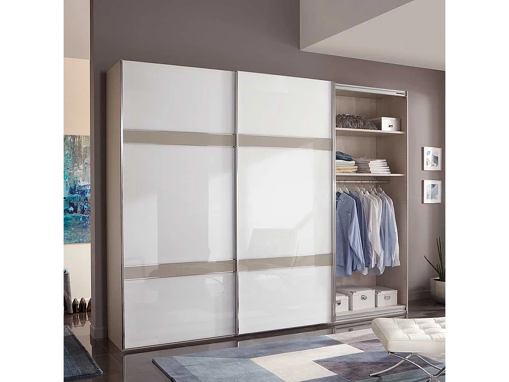 Kleiderschrank in Weiß und Hellgrau Made in Germany