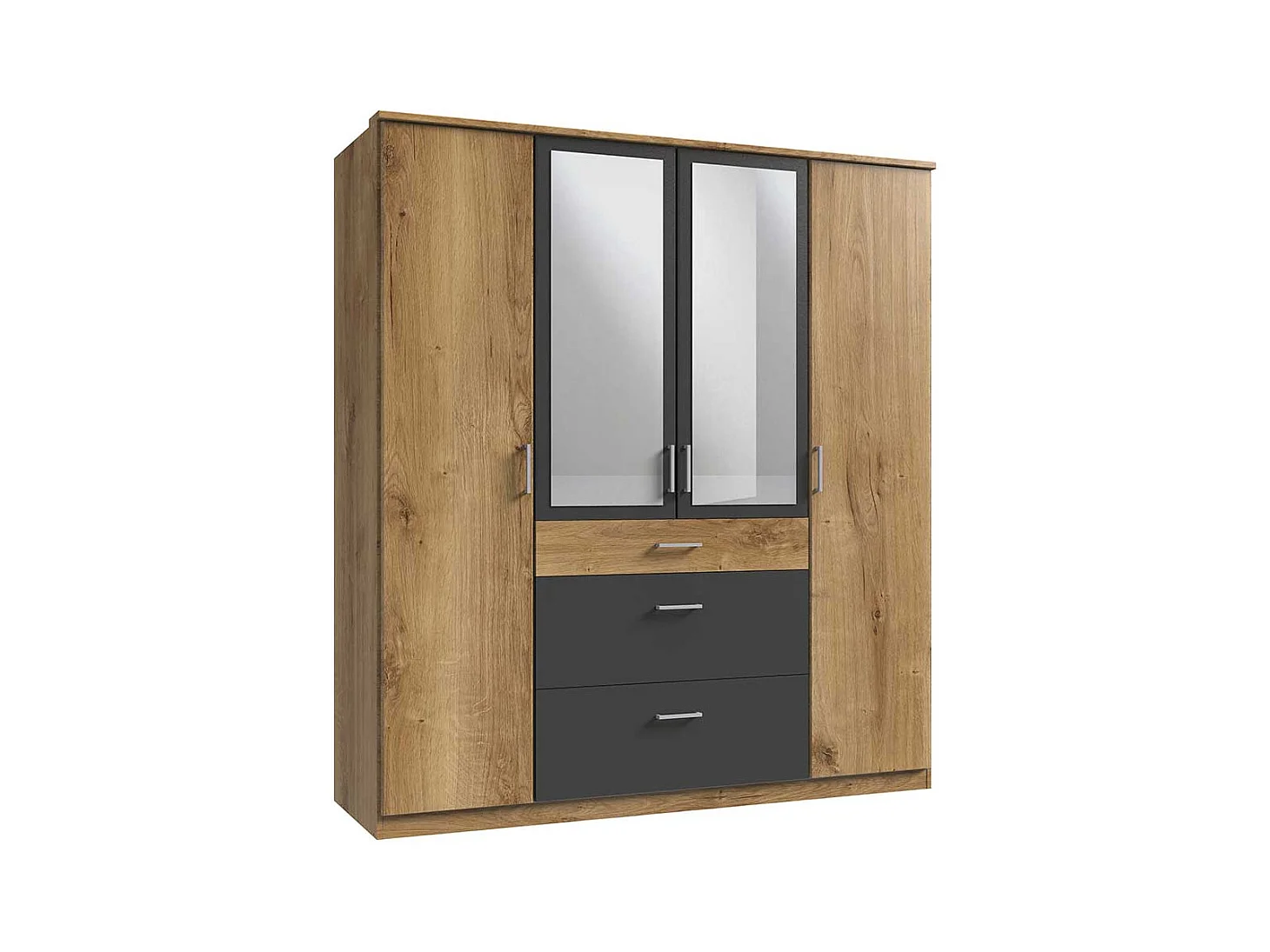 Drehtürschrank mit Schubladen und Spiegeltüren Made in Germany