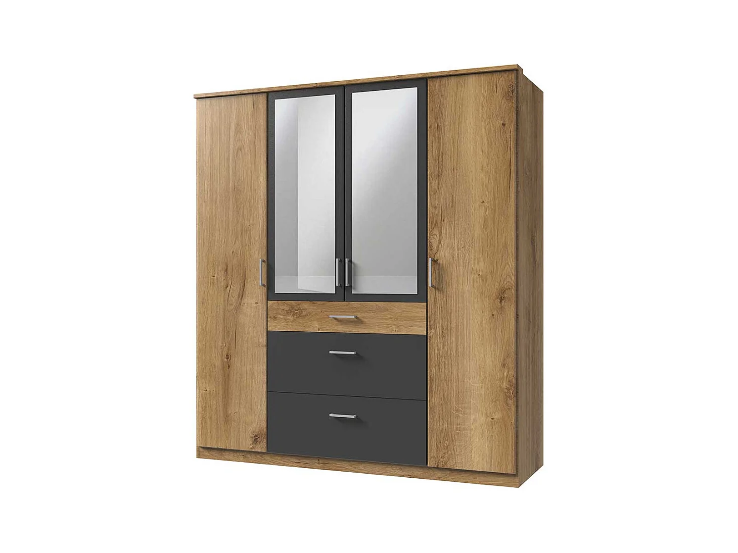 Drehtürschrank mit Schubladen und Spiegeltüren Made in Germany