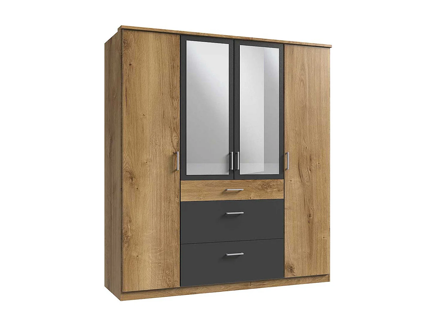 Drehtürschrank mit Schubladen und Spiegeltüren Made in Germany