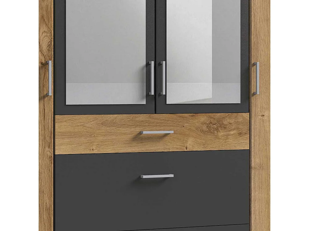 Drehtürschrank mit Schubladen und Spiegeltüren Made in Germany