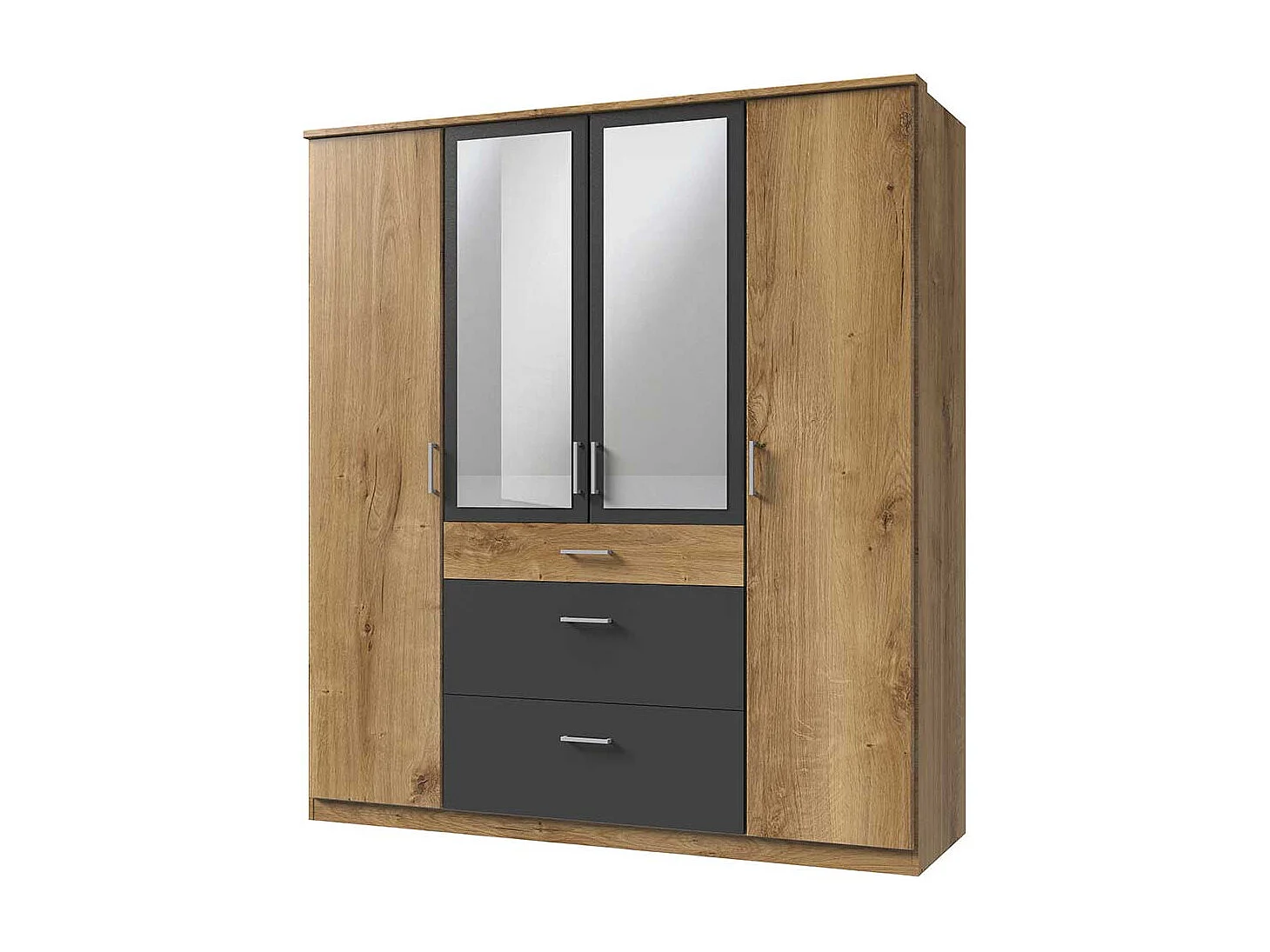 Drehtürschrank mit Schubladen und Spiegeltüren Made in Germany