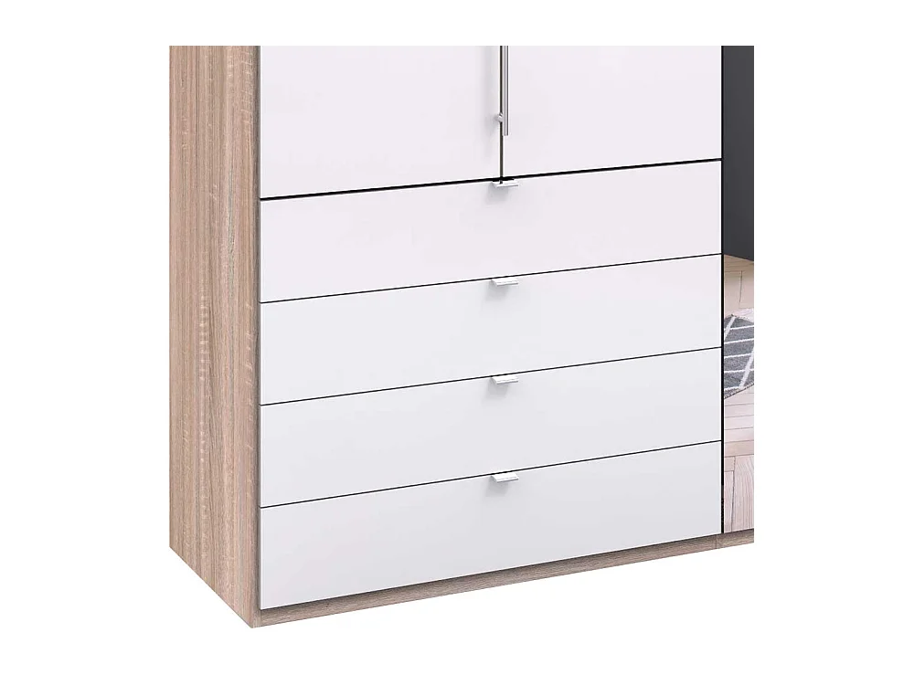 Gleittüren Schlafzimmerschrank mit Spiegel und Schubladen glasbeschichtet