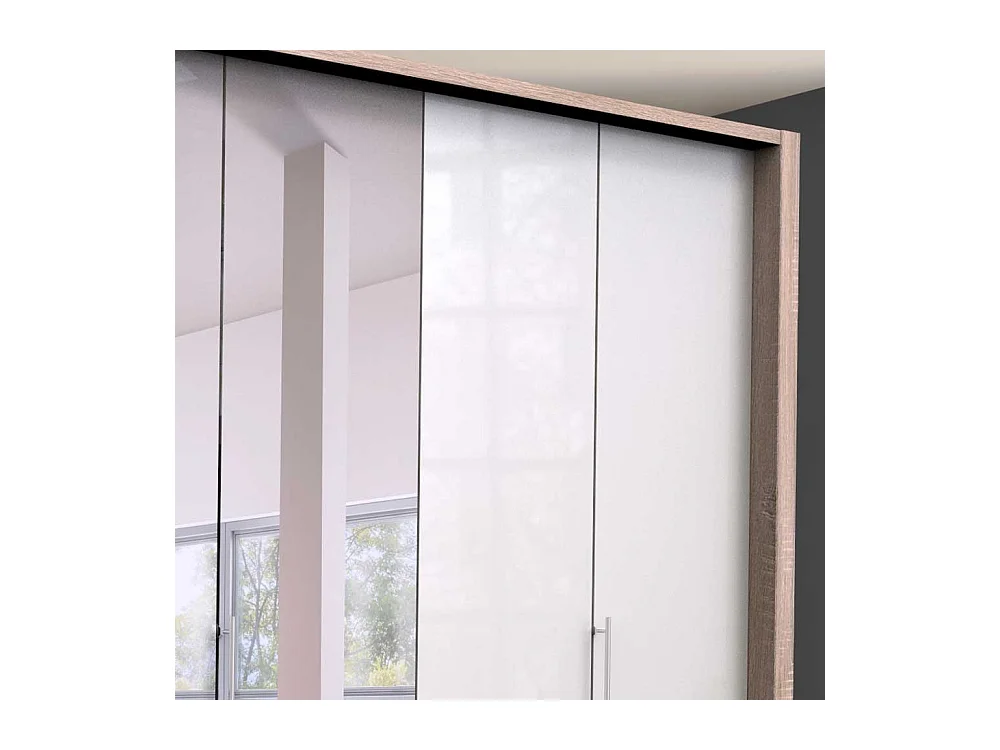 Gleittüren Schlafzimmerschrank mit Spiegel und Schubladen glasbeschichtet