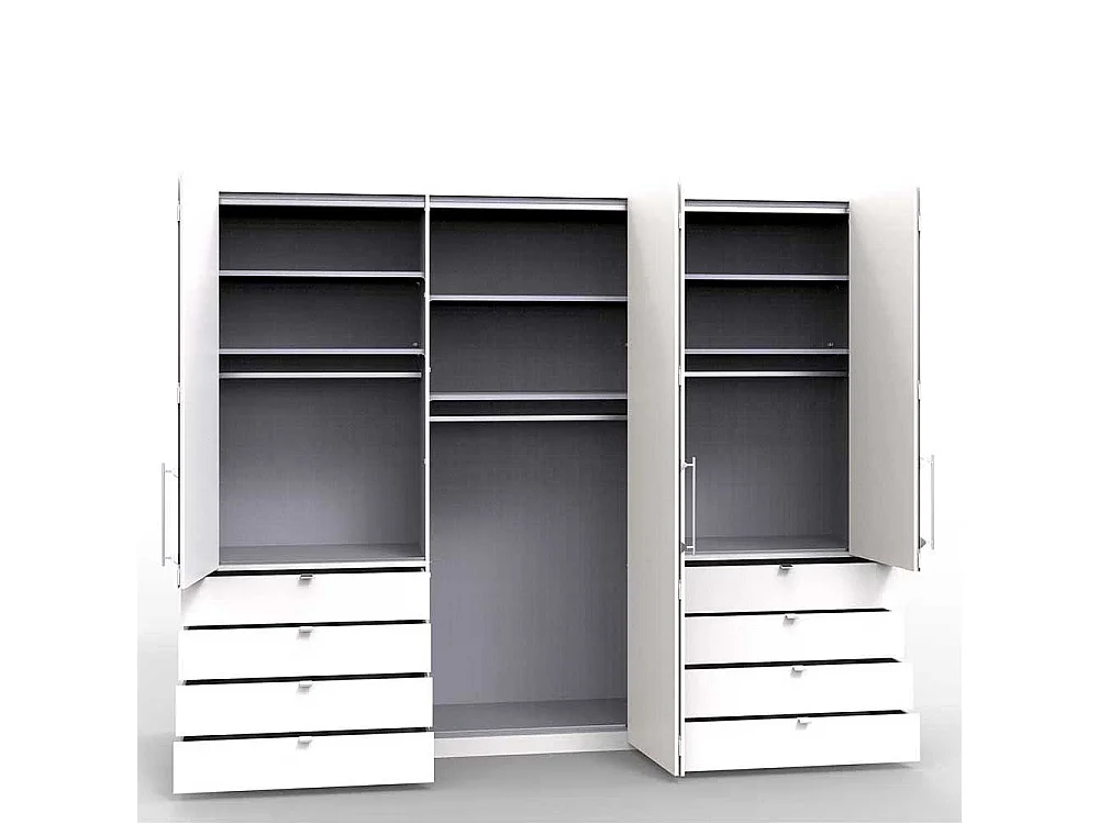 Gleittüren Schlafzimmerschrank mit Spiegel und Schubladen glasbeschichtet