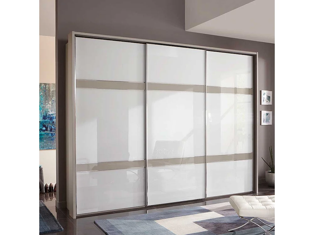 Kleiderschrank in Weiß und Hellgrau Made in Germany