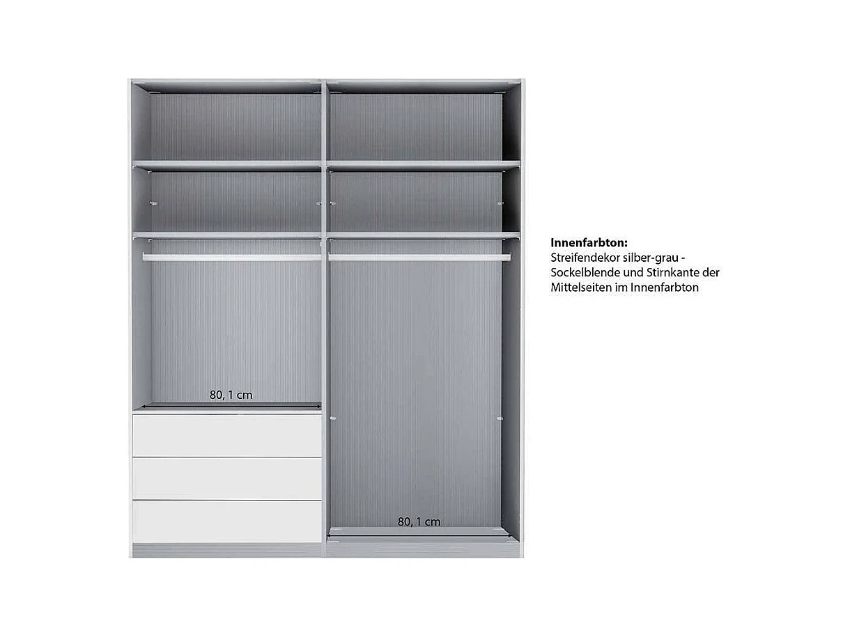 Schwebetuerenschrank mit drei Schubladen modernem Design