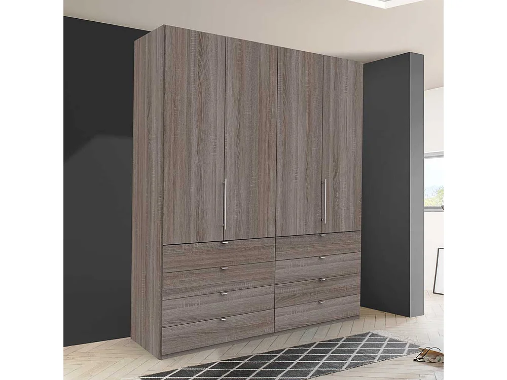 Kleiderschrank Jugendzimmer in Eiche Trüffelfarben 2 türig mit Schubladen