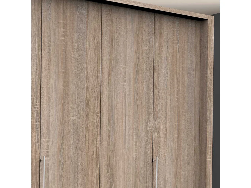 3 türiger Kleiderschrank mit vier Schubladen Eiche Sägerau