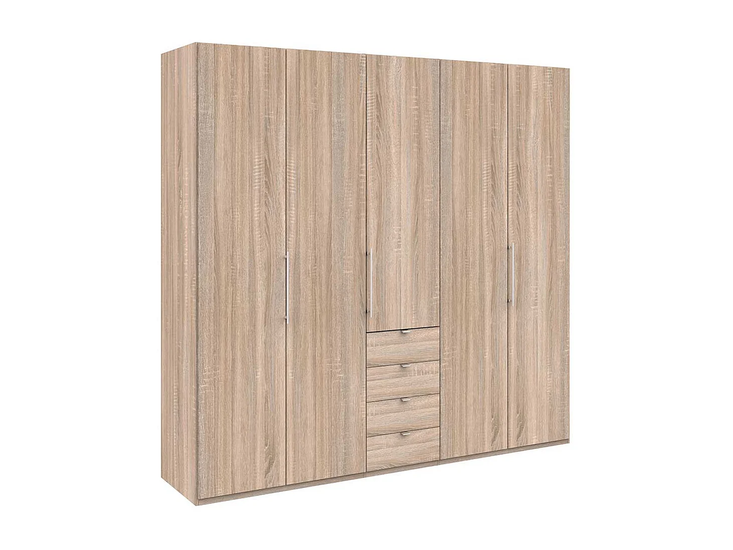 3 türiger Kleiderschrank mit vier Schubladen Eiche Sägerau