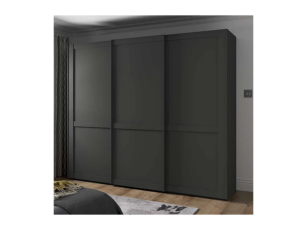 Schwebetürenschrank ohne Spiegel in Dunkelgrau modernen Landhausstil