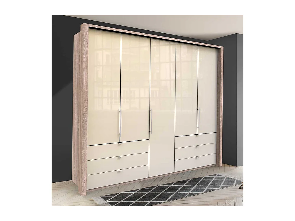 Falttüren Kleiderschrank in Cremefarben Eiche Sägerau