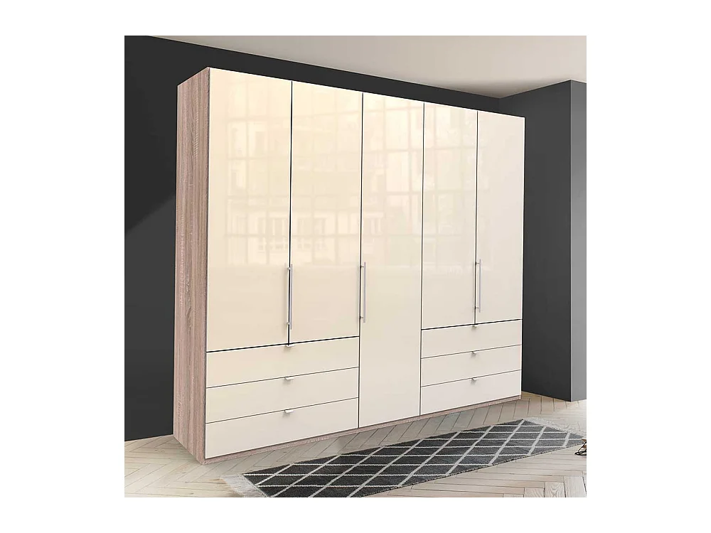 Falttüren Kleiderschrank in Cremefarben Eiche Sägerau