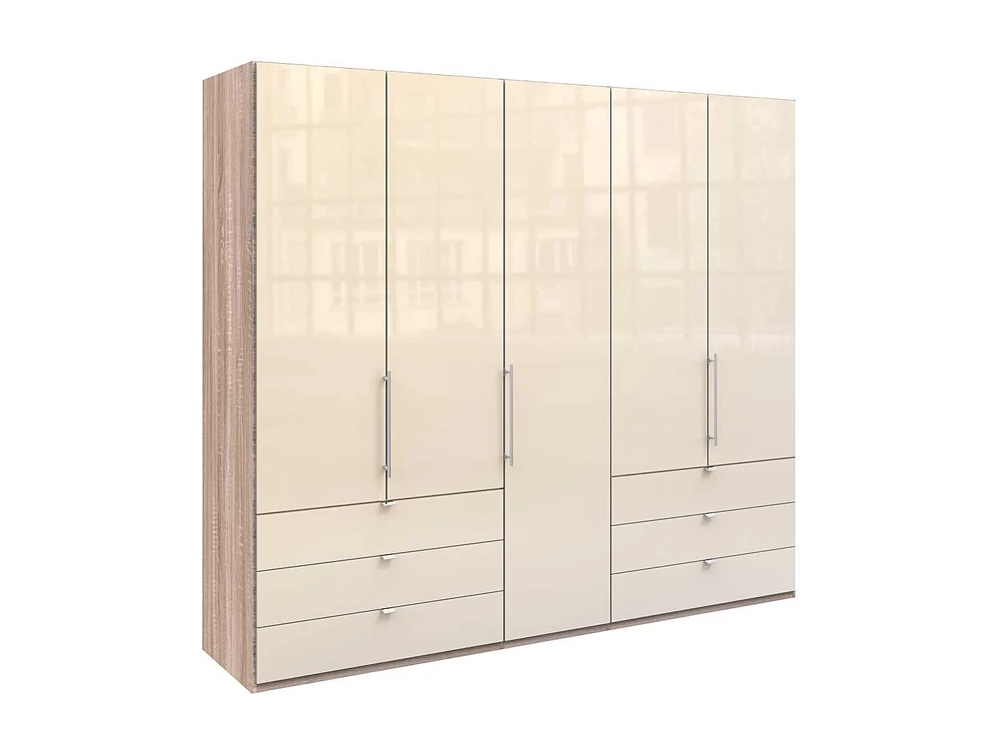 Falttüren Kleiderschrank in Cremefarben Eiche Sägerau