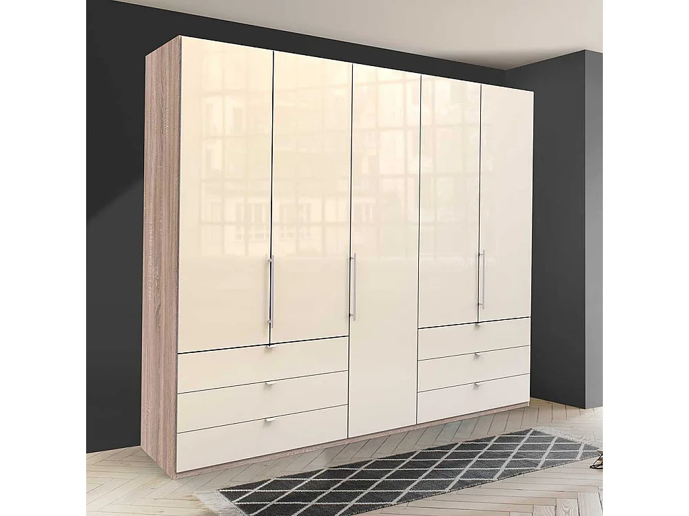 Falttüren Kleiderschrank in Cremefarben Eiche Sägerau