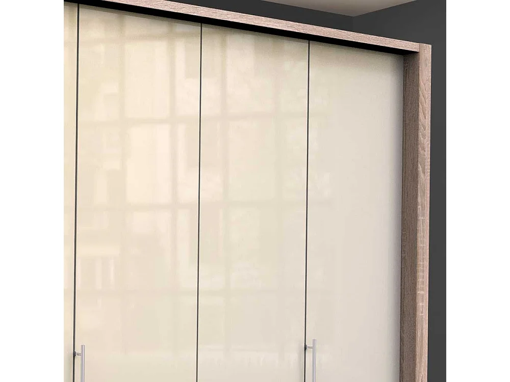 Falttüren Kleiderschrank in Cremefarben Eiche Sägerau