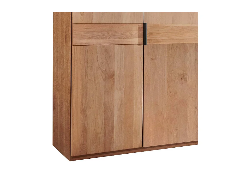 Holzkleiderschrank Drehtürenschrank mit Spiegel Türen und Metallgriffen