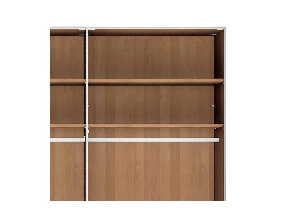 Holzkleiderschrank Drehtürenschrank mit Spiegel Türen und Metallgriffen