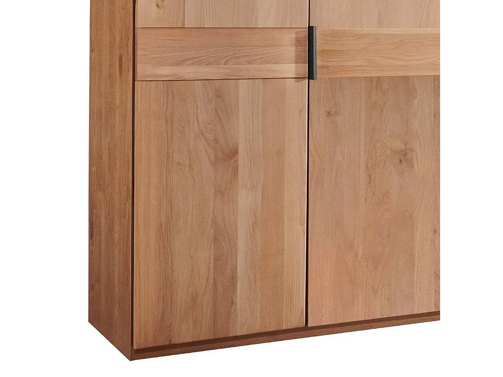 Holzkleiderschrank Drehtürenschrank mit Spiegel Türen und Metallgriffen