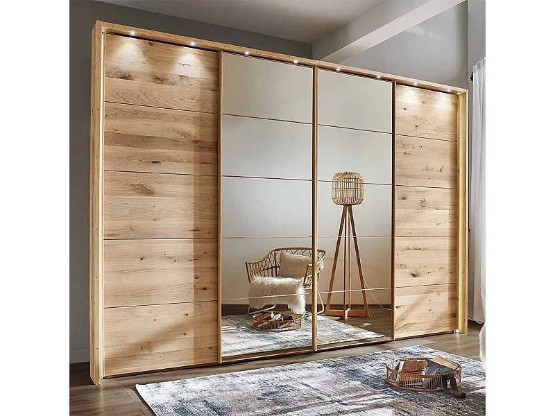 Spiegel Kleiderschrank mit Schwebetüren Passepartout mit LED