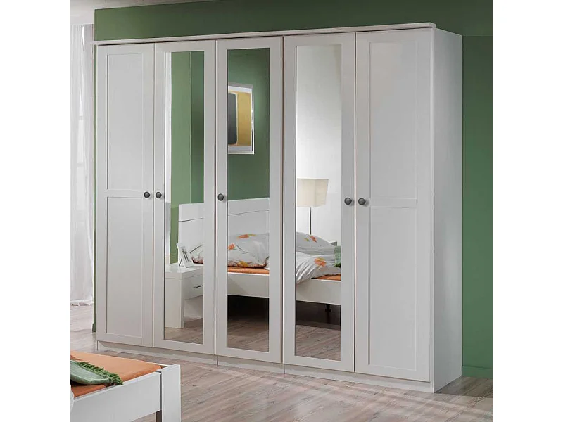 Spiegeltüren-Kleiderschrank in Weiß Profiltüren