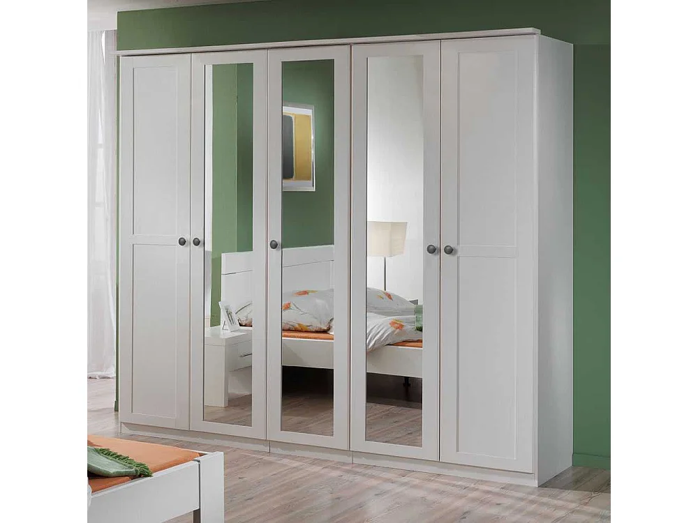 Spiegeltüren-Kleiderschrank in Weiß Profiltüren