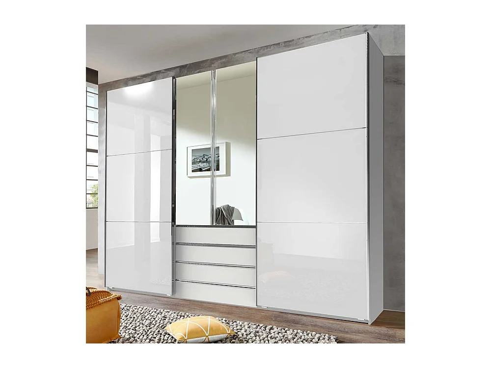 Weißer Schlafzimmerkleiderschrank mit Dreh- und Schiebetüren Made in Germany