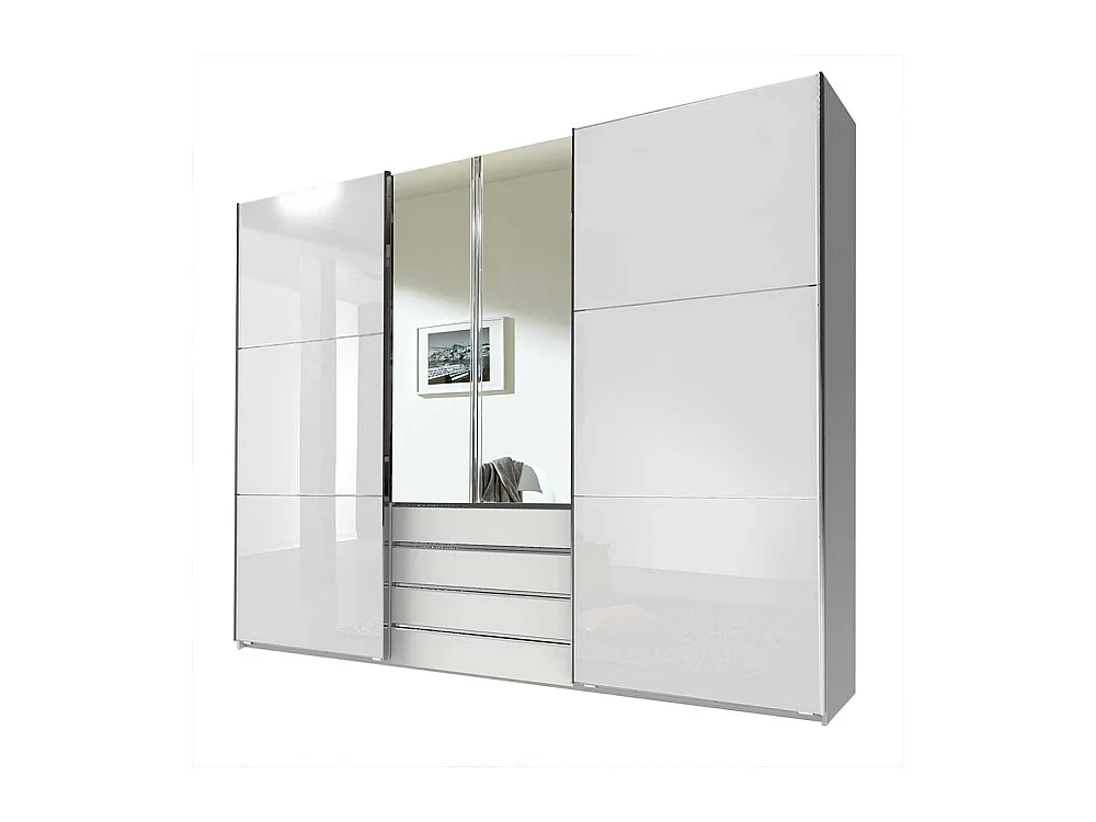 Weißer Schlafzimmerkleiderschrank mit Dreh- und Schiebetüren Made in Germany