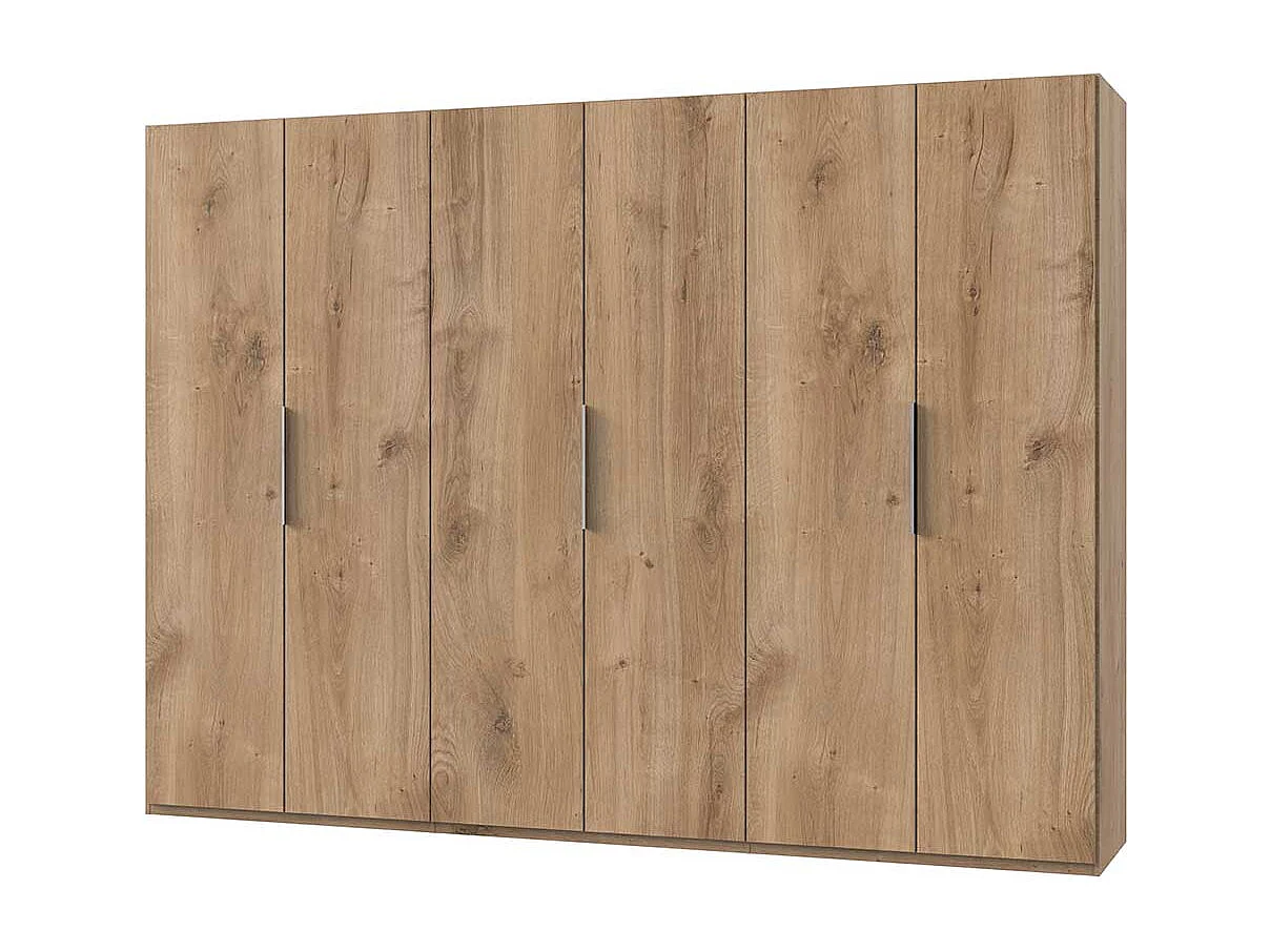 Kleiderschrank mit 6 Türen in Plankeneiche Holzoptik 300 cm breit