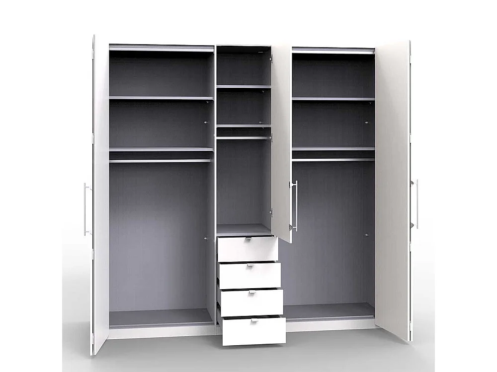 Design Schlafzimmerschrank in Creme Weiß Glas beschichtet Falttüren