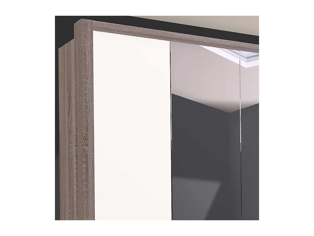 Spiegeltürenschrank in Weiß Eiche Trüffelfarben