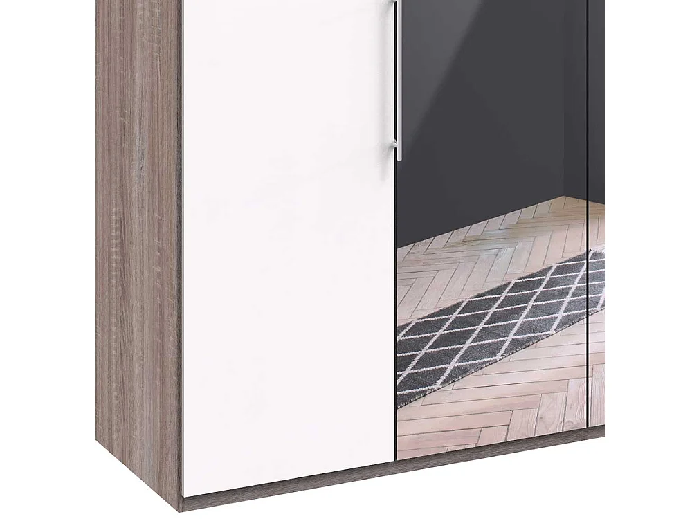 Spiegeltürenschrank in Weiß Eiche Trüffelfarben
