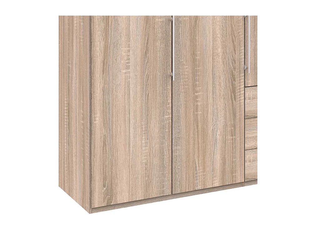 Falttüren Kleiderschrank in Eiche Sägerau drei Schubladen