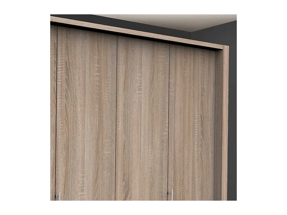 Falttüren Kleiderschrank in Eiche Sägerau drei Schubladen