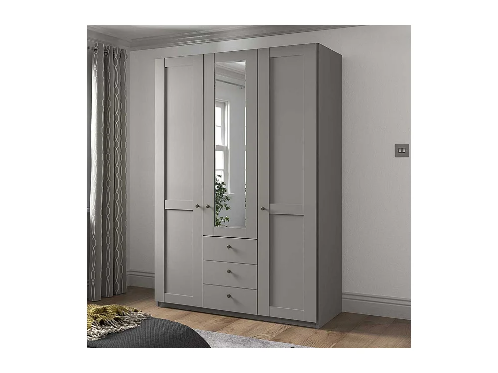 Kleiderschrank im Landhausstil in Hellgrau drei Schubladen