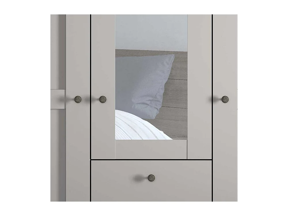 Kleiderschrank im Landhausstil in Hellgrau drei Schubladen