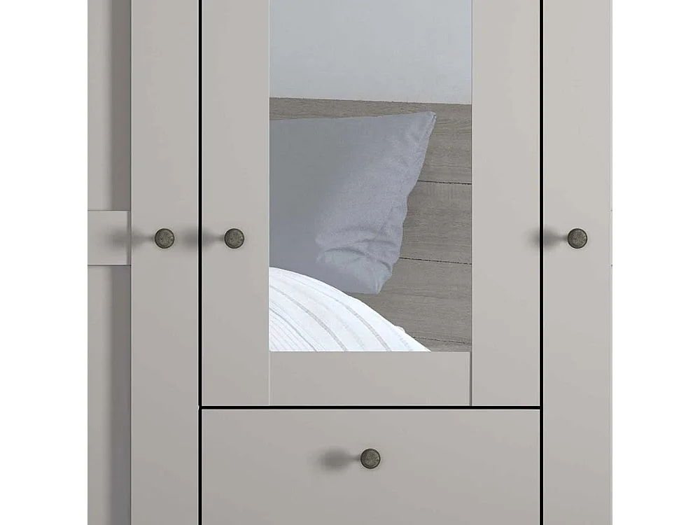 Kleiderschrank im Landhausstil in Hellgrau drei Schubladen