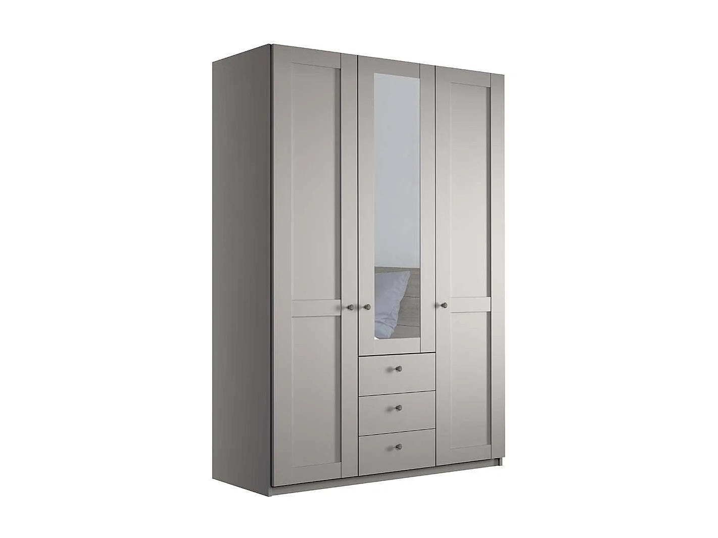 Kleiderschrank im Landhausstil in Hellgrau drei Schubladen