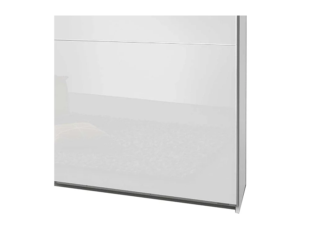 Weißer Schlafzimmerschrank groß mit Dreh- und Schiebetüren vier Schubladen