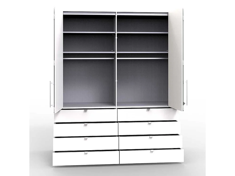 Jugend Kleiderschrank in Creme Weiß Glas beschichtet Falttüren und Schubladen