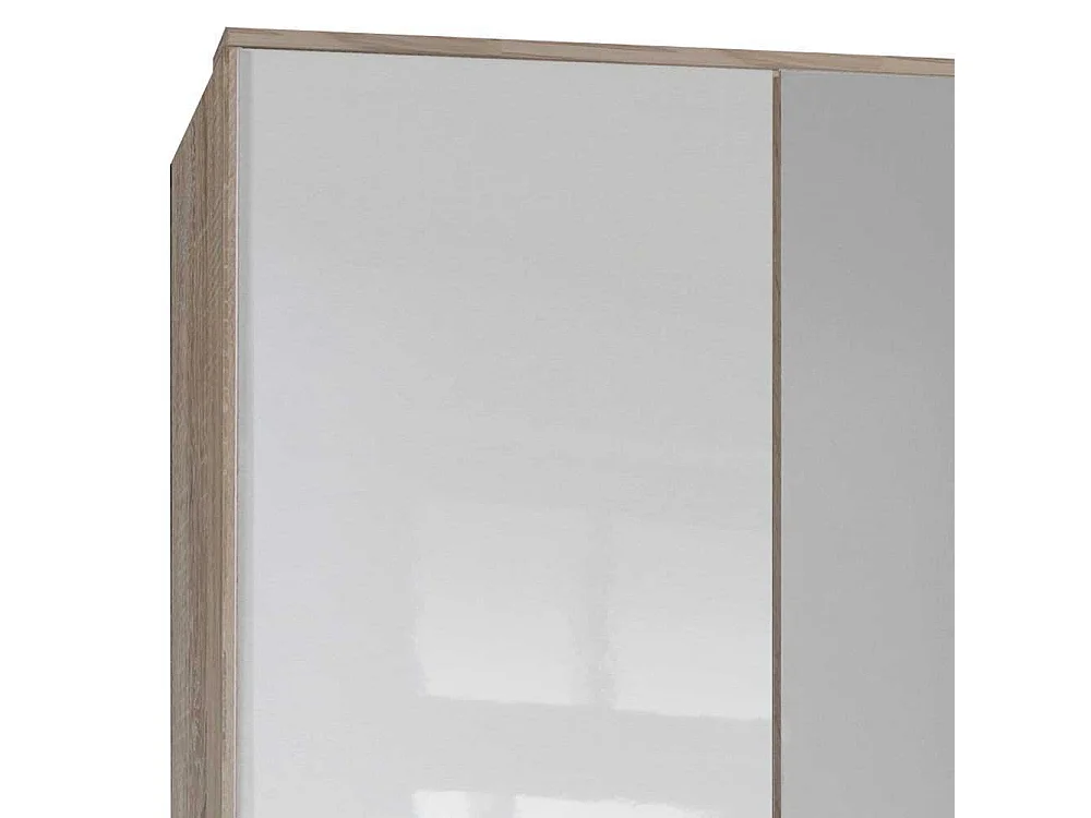 Schlafzimmerschrank mit Spiegeltür Eiche Sägerau und Weiß