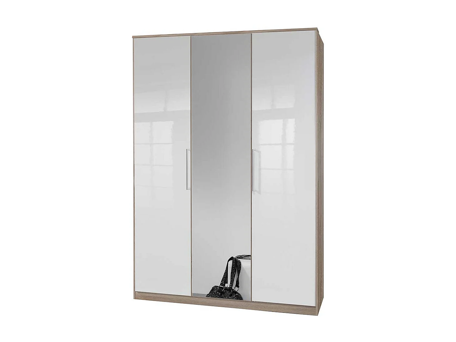 Schlafzimmerschrank mit Spiegeltür Eiche Sägerau und Weiß