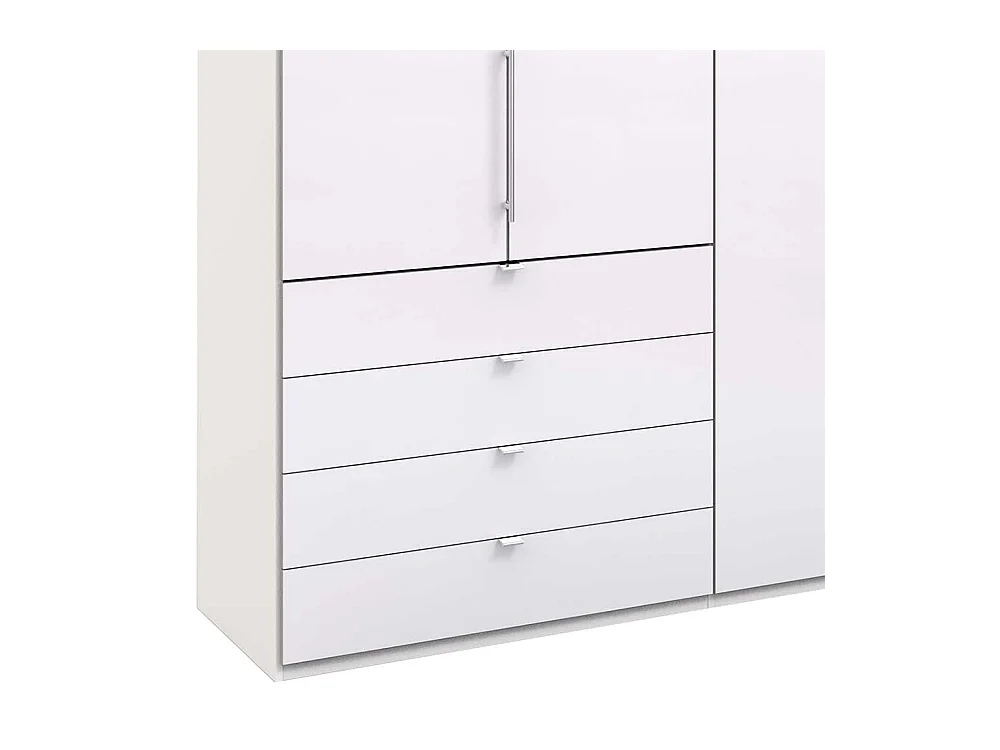 Falttüren Schlafzimmerschrank in Weiß Glas beschichtet acht Schubladen