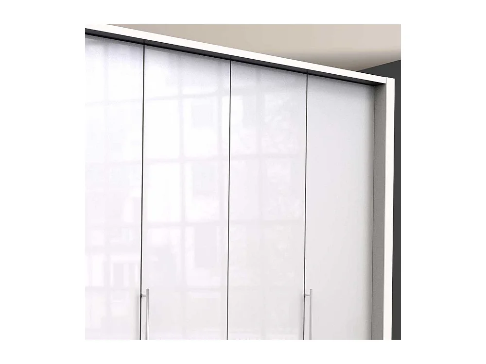 Falttüren Schlafzimmerschrank in Weiß Glas beschichtet acht Schubladen